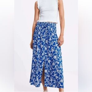 Zara Floral A-Line Skirt in Blue